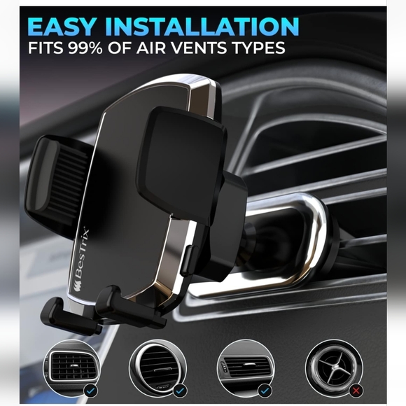 Bestrix Air Vent Phone Holder for Car – 360 Rotation, One-Hand Operation - Picture 3 of 10